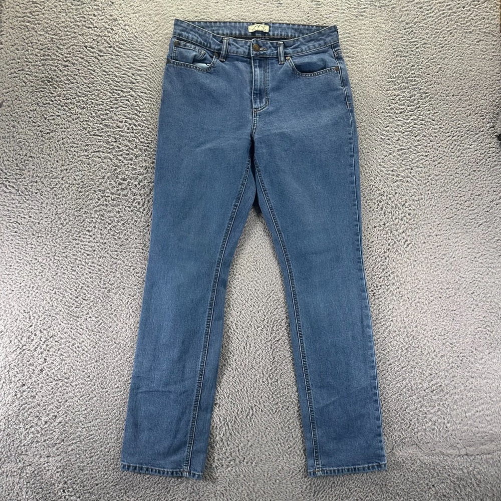 Blue Mountain Jeans Womens 12 Blue Cotton Denim Straight Leg Workwear Stretch